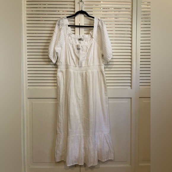 NWT Ann Taylor LOFT White Cotton Midi Dress XL - Picture 2 of 6